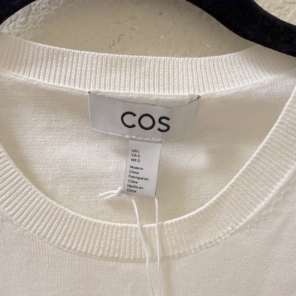 NWT COS Knitted Cotton T-Shirt in Off White - Picture 8 of 11